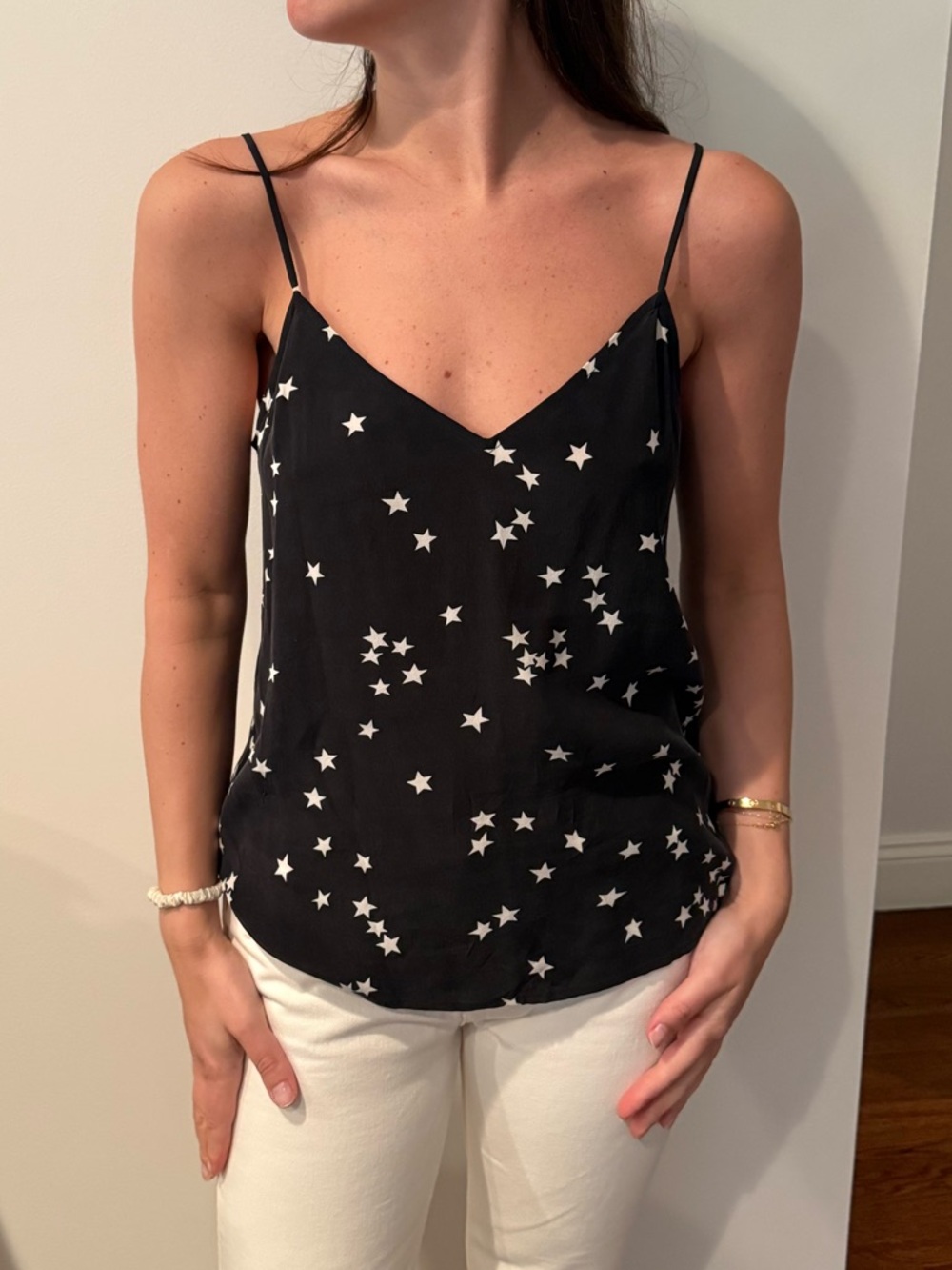 Equipment Black Star-Print Silk Camisole